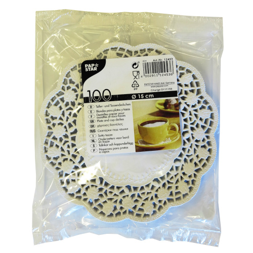 Paberist tassialus d.15cm 100tk, valge