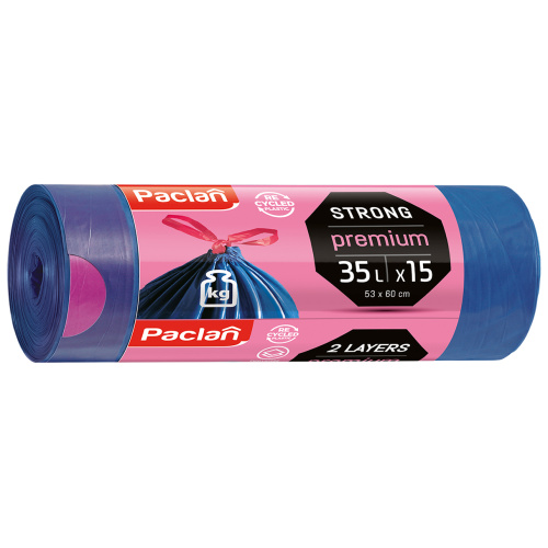 Prügikott Premium 35lx15tk, paelaga, sin/roosa