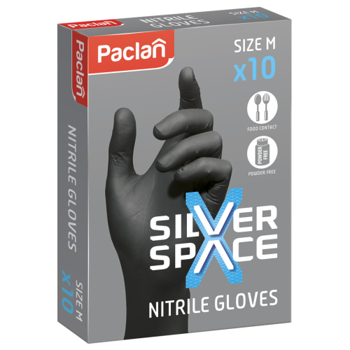 Nitriilkindad M 10tk, Silver Space, must