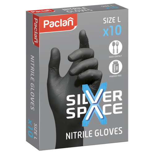 Nitriilkindad L 10tk, Silver Space, must