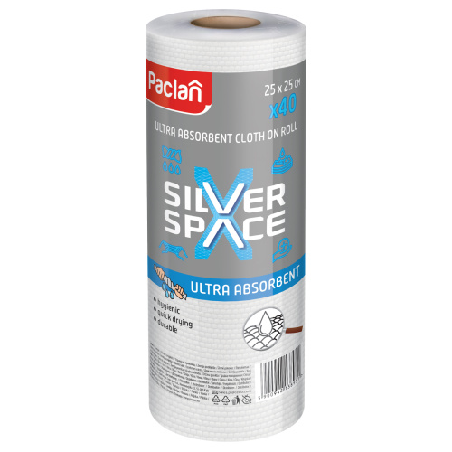 Puhastuslapp korduvkasutatav Silver Space 40tk rullis