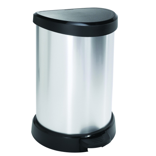 Pedaaliga prügikast 15l, hõbe (plast)