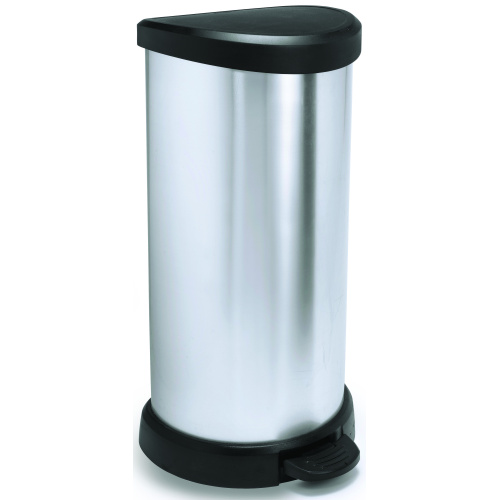 Pedaaliga prügikast 40l, hõbe (plast)