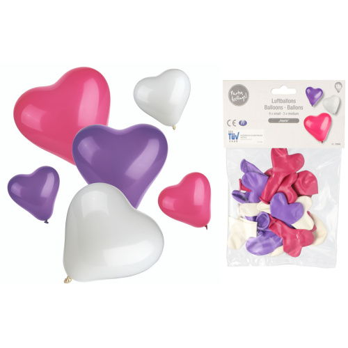 Õhupall Südamed 9xd.13cm, 3xd.19cm