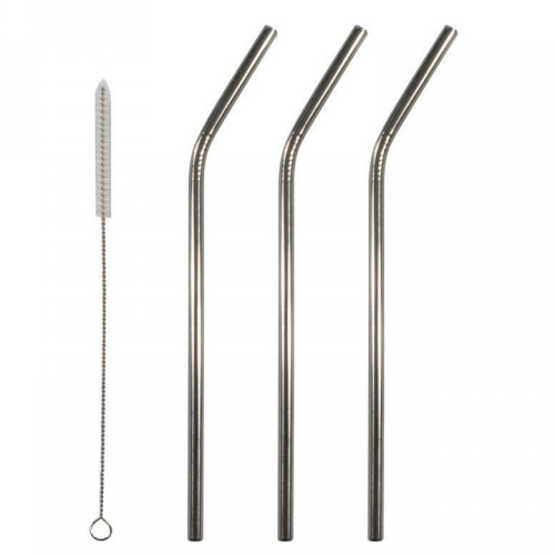 Joogikõrred metallist, 3tk, hõbe - puhastushari