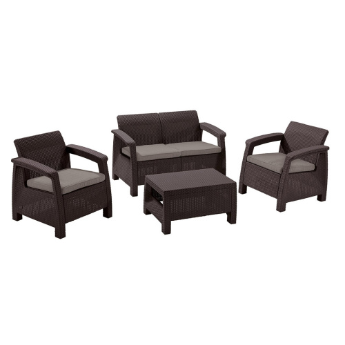 Aiamööbli kompl. Corfu 2+2+1, pruun