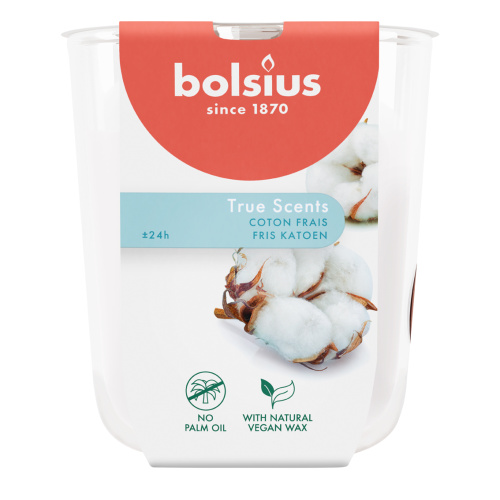 Lõhnaküünal klaasis 25h, värske puuvill