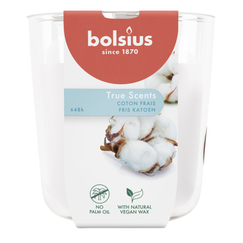 Lõhnaküünal klaasis 45h, värske puuvill