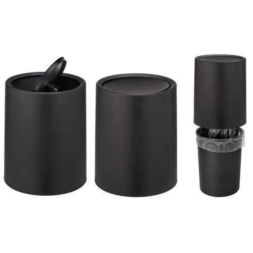 Prügikast 6l, kiikuva kaanega, must