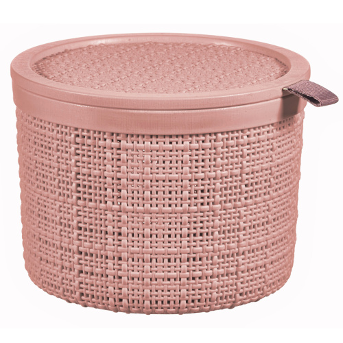 Ümar korv Jute kaanega 2l, roosa