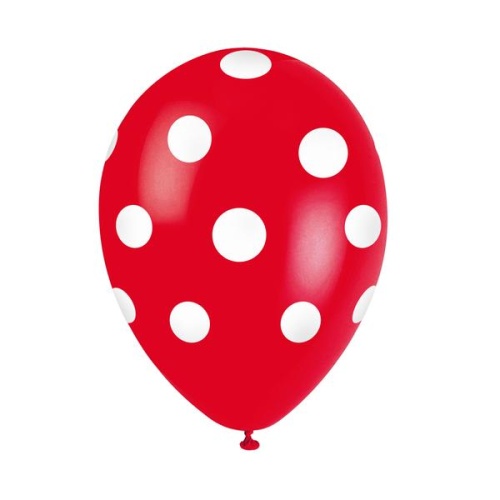 Õhupallid 5tk, punane/valge täpp, 30cm