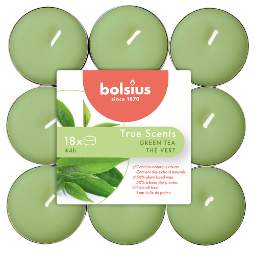 18 lõhna-teeküünalt 4h, roheline tee True