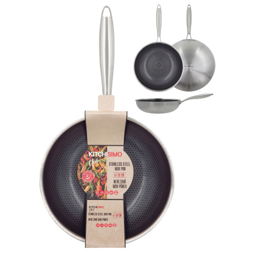 Wok pann d.28cm, roostevaba