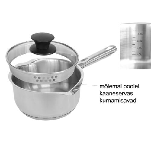 Keedunõu käepidemega 2,5l, roostevaba