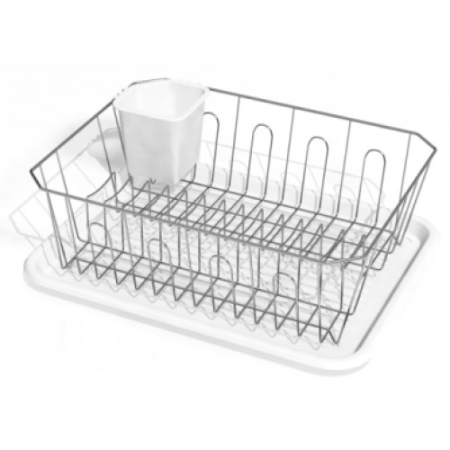 Nõudekuivatusrest alusega, valge