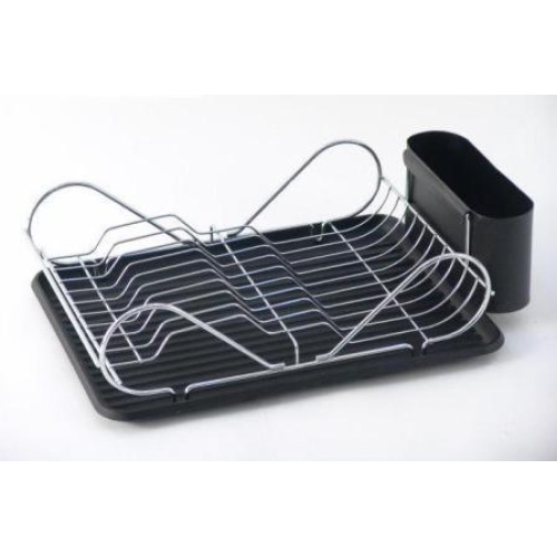 Nõudekuivatusrest alusega, must