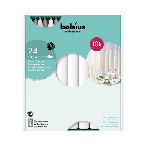 Steariinkroonküünal 24tk, 240mm, valge