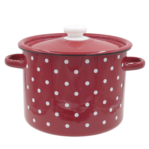 Emailpott Punane/valge täpp 5,5l