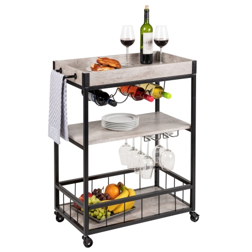 Köögiriiul ratastel Rustico, 80x40x89,5cm, must/hall