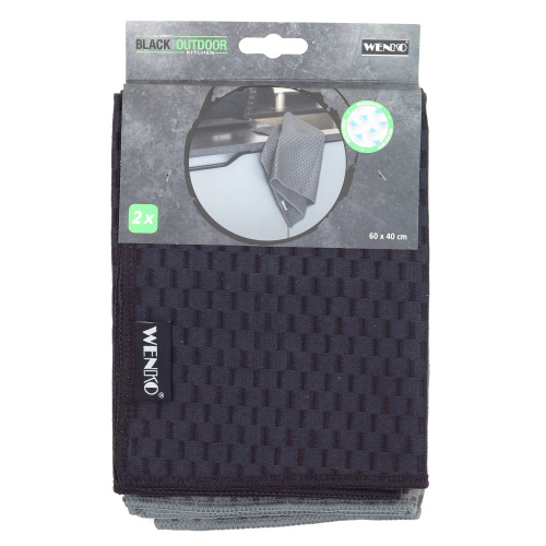 Mikrofiiber köögirätik Miko 60x40cm 2tk, must/hall