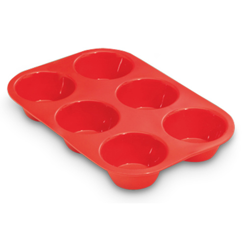 Muffinipann silikoonist, 6 pesa, punane
