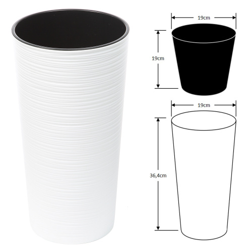 Lillepott Lilia Dluto d.19/h.36,4cm, valge