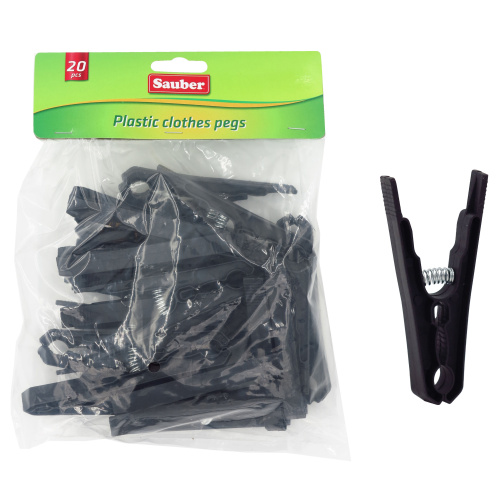 Plastikust pesulõksud L 20tk, must