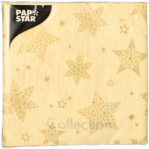 Salvrätt Kuldsed Tähed 25x25cm 20tk, 3kihti beez