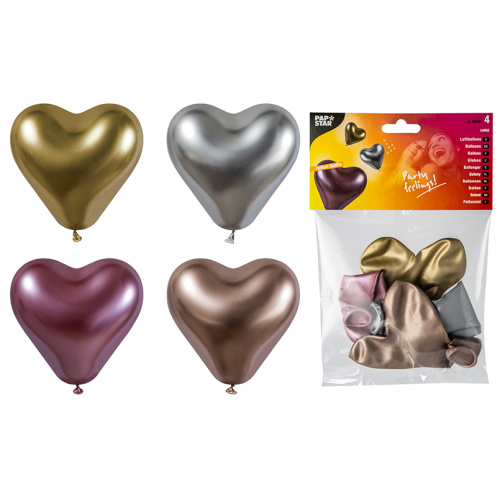 Õhupall Suur süda 4tk, metallik, d.28cm