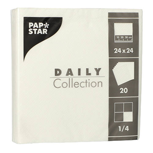 Salvrätt Daily 24x24cm 20tk, valge, 2 kihti