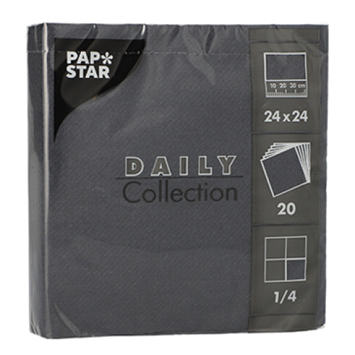 Salvrätt Daily 24x24cm 20tk, must, 2 kihti