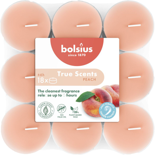 18 lõhna- teeküünalt 6h, virsik, läbipaistev