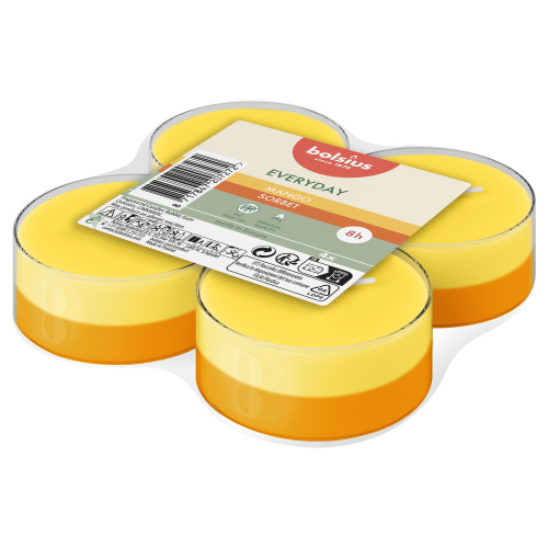 4 lõhna-teeküünalt Maxi 8h, mango sorbett