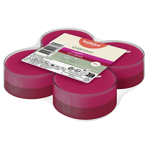 4 lõhna-teeküünalt Maxi 8h, kirsi jäätis