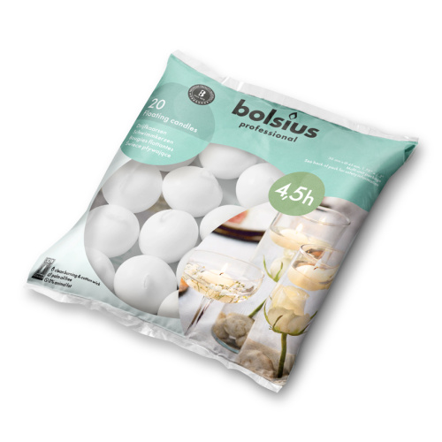 Ujuvküünlad kotis, 20tk, valge