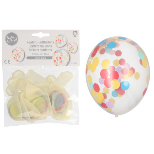 Õhupall konfettidega, 6tk, d.29 cm