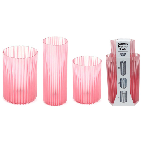 Vaaside komplekt NEMO 3tk läbipaistev roosa