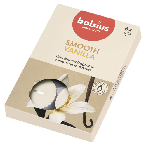 6 lõhna-teeküünalt karbis 4h, vanilje True