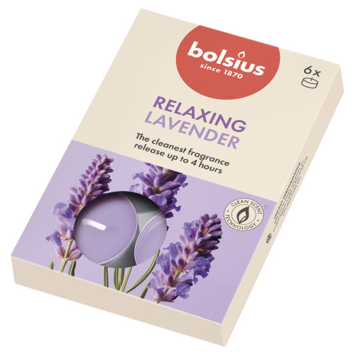 6 lõhna-teeküünalt karbis 4h, lavendel True