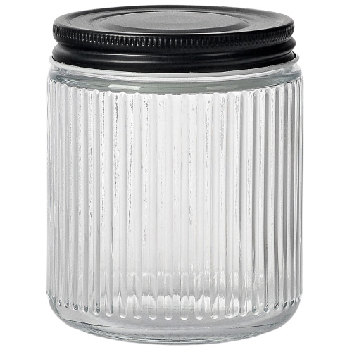 Säilituspurk Stripe, must kaas, 9x11cm, 550ml