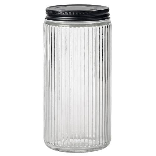 Säilituspurk Stripe, must kaas, 9x19cm, 950ml