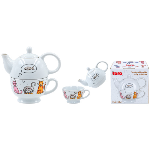 Teekann ja tass Kass/Koer 470/360ml