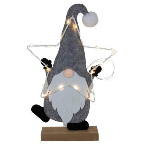 LED dekoratsioon Päkapikk 35cm, hall, vilt