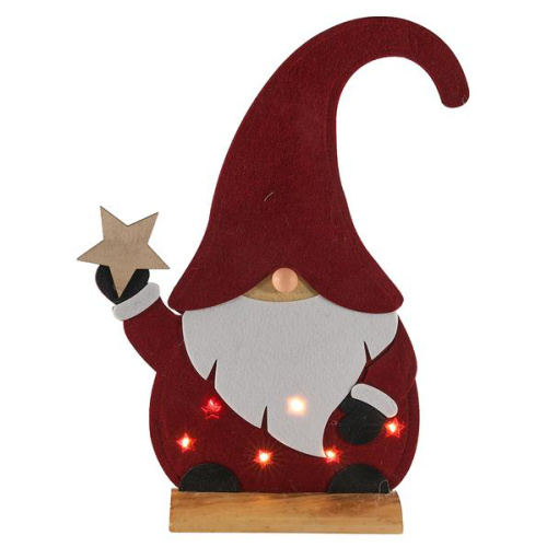 LED dekoratsioon Päkapikk 48cm, punane, vilt